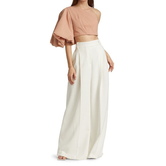 No Pise La Grama La Enamorada Top (Sz XS) One Shoulder Puff Sleeve Rose Khaki - Picture 5 of 15